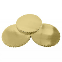 Lot of 6 Round Gold Cardboard Cake Boards 14" Lightweight Pastry Treat Trays