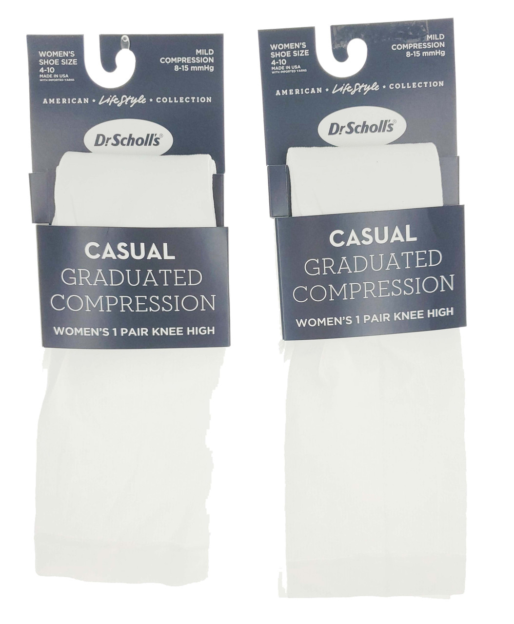 2 Pair Women's Dr. Scholl's Graduated Compression Socks White SIze 4-10 - 1  Super Party
