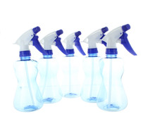 Lot of 5 Clear Blue Trigger Spray Bottles Water Beauty Salon Supply 400ml