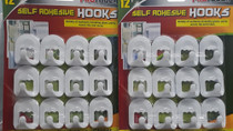 Lot of 24 Self Adhesive Hooks White Plastic 2" Bathroom Kitchen Closet