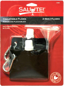 Salute! Plastic Collapsible Flask with Funnel - 2 Pac, 6 Ounce