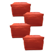 Set of 4 Red Insulated Lunch Bag Soft Vinyl Lining