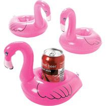 Inflatable Pink Flamingo Floating Drink Coasters - 8 Count