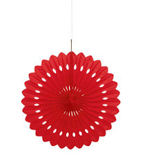 Red 16" Hanging Tissue Paper Fan Flower Craft Home Party Decoration