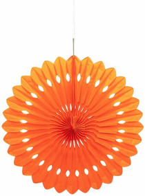 Orange Tissue Fan Party Decorations 16"