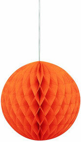 Orange Tissue Ball Party Decorations Honeycomb 8"