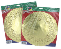 Lot of 12 Gold Round 12" Doilies Lace Paper