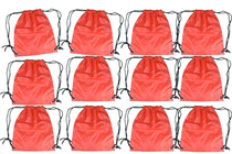 Lot of 12 Lightweight Red Drawstring Cinch Sack Backpack