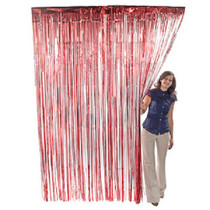 Red Metallic Fringe Door Curtain Party Decor 3' x 8'