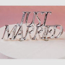 Wilton Wedding Silver Bridal Just Married Cake Pick Topper