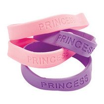 Rubber Princess Bracelets Pink Purple Girl Party Favors (1 dz)