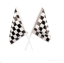 Lot of 24 Plastic Checkered Mini Racing Flags Race Party Favor