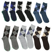 Lot of 6 Pairs Classic Men Dress Argyle Socks Assorted Colors Size 10-13