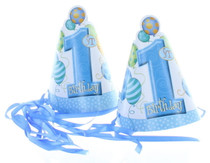 Blue Boys 1st Birthday 8 Party Hats Party Supplies