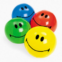 Inflatable Smiley Face Beach Balls (1 dz) Party Favors
