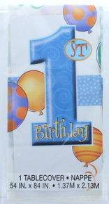 Blue Boys 1st Birthday 54" x 84" Plastic Tablecover Party Supplies
