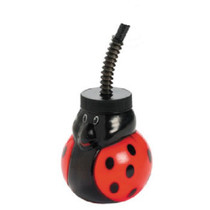 Set of 6 Plastic Ladybug Kids Cups With Lids & Straws Reusable Party Favors