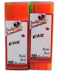 Flexible Drinking Straws 400 Count Bendy Bright Neon Color Cocktail Party Sipper
