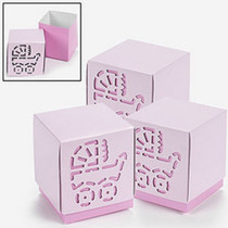Lot of 12 Cardboard Pink Baby Girl Shower Favor Boxes