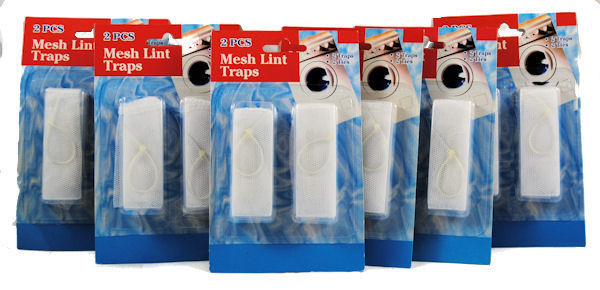 12 White Mesh Laundry Lint Traps w/ Ties - 6 Packs - 1 Super Party
