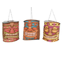 Set of 6 Large Paper Hawaiian Luau Tiki Party Hanging Lantern Decorations