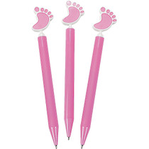 Plastic Pink Baby Feet Pens - 12 Count