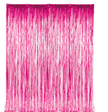 Pink Metallic Fringe Curtain Party Room Decor 3' x 8'