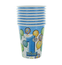 Boys 1st Birthday Paper Cups Party Supplies 9oz Lot of 8