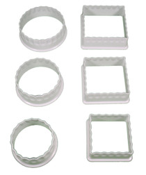 Lot of 6 Plastic Cookie Cutters Circle & Square Shapes