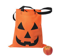 Lot of 2 Halloween Pumpkin Trick or Treat Tote Bags