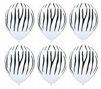 Zebra Print Latex Balloons Jungle Safari Animal Party 11" Lot of 6