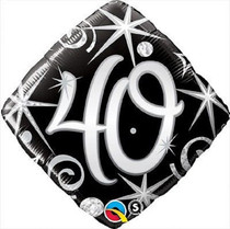18" Elegant Sparkles 40TH Birthday Mylar Foil Balloon Party Decoration