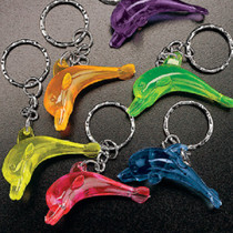 Lot of 48 Plastic Dolphin Keychains Asst Color Favors