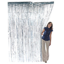 Silver Metallic Fringe Curtain Party Room Decoration 3' x 8'