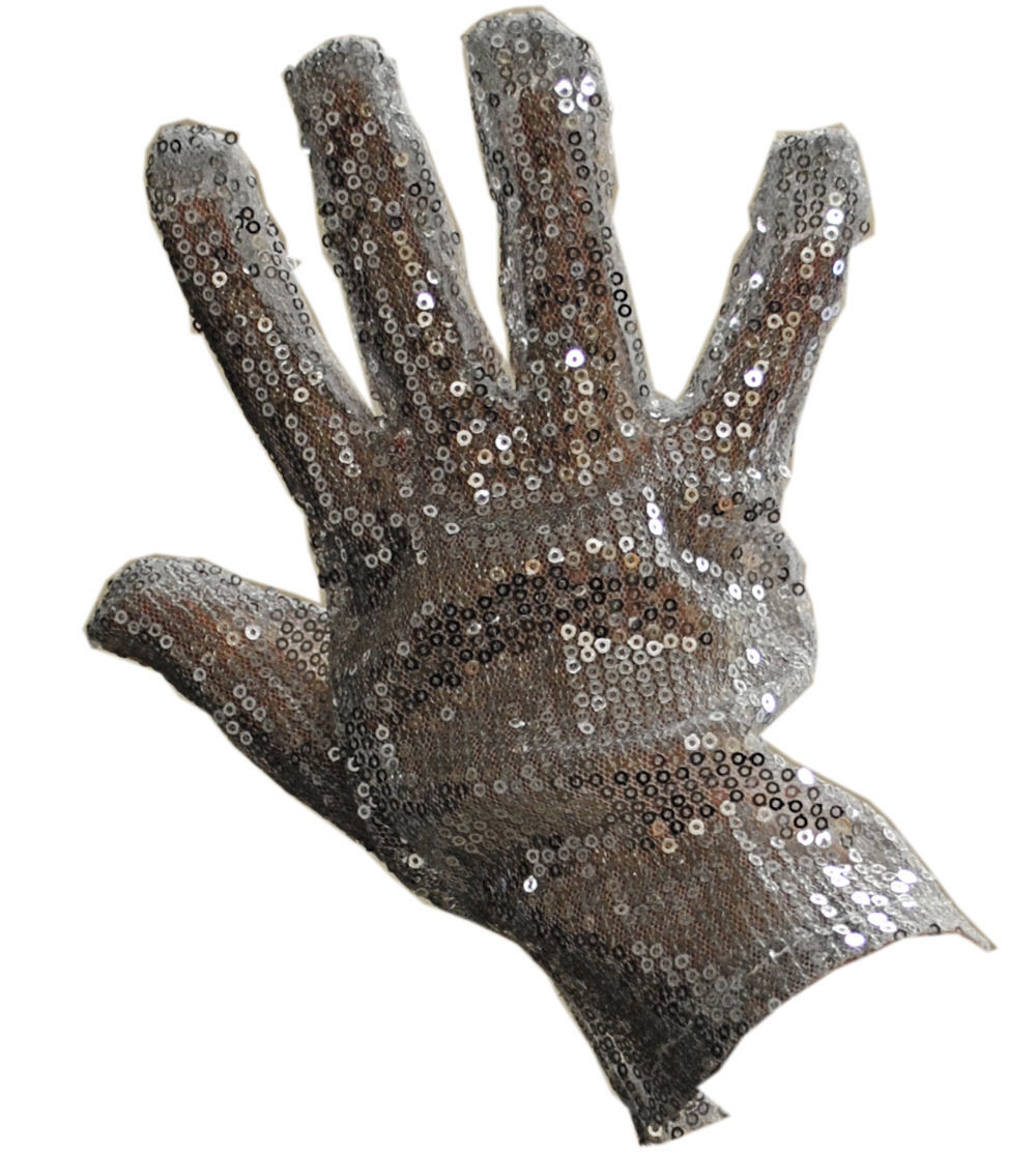 MICHAEL JACKSON King of Pop MENS Silver Glitter Sequin LEFT HAND GLOVE COSTUME 