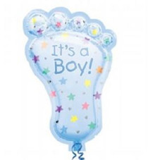 XL 32" Blue Footprint It's A Boy Super Shape Mylar Foil Baby Shower Balloon