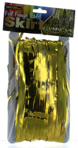 Gold Metallic Foil Fringe Table Skirt 144" x 30"