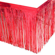 Red Metallic Foil Fringe Table Skirt 144" x 30" Party Decoration