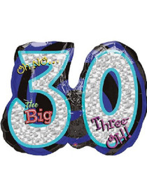XL 26" Oh No The Big 30 Happy Birthday Foil Balloon Super Shape Mylar Party