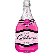 XL 39" Celebrate Pink Champagne Super Shape Mylar Foil Balloon Party Decoration