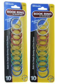 Metal 1" Book Rings Assorted Colors School Home Office Accessory Lot of 20