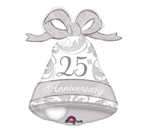 25th Anniversary Silver Bell Balloon XL Mylar Foil Party