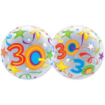 22" Bubbles 30 Brilliant Stars Birthday Stretchy Plastic Balloon Party
