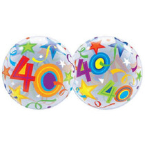 22" Bubbles 40 Brilliant Stars Birthday Stretchy Plastic Balloon Party