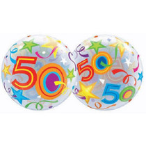 22" Bubbles 50 Brilliant Stars Birthday Stretchy Plastic Balloon Party