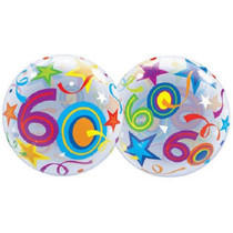 22" Bubbles 60 Brilliant Stars Birthday Stretchy Plastic Balloon Party