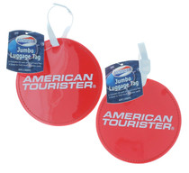 American Tourister Jumbo Luggage Tag Set of 2 Round Red ID Suitcase