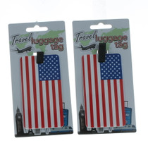 Lot of 2 American Flag Travel Luggage Tags Suitcase ID GL191