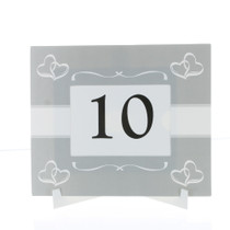 Table Number Frames Wedding Silver Hearts Paper