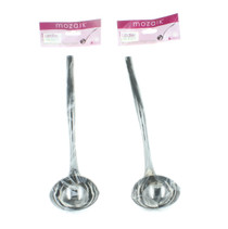 Lot of 2 Mozaik Silver Look Serving Ladles Premium Heavy Weight Plastic Party